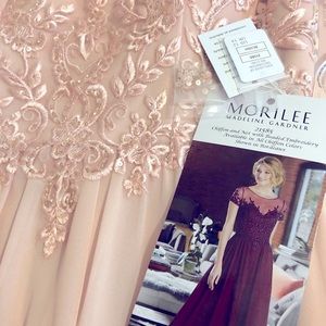 New Evening Gown by Morilee Madeline Gardner Size 12, Blush Beaded Embroidered